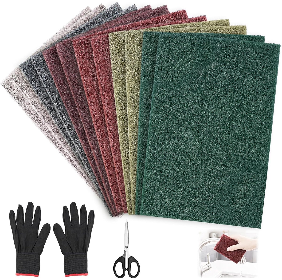 Set of 12 sanding fleece, 150 x 230 mm, sanding pads 6 grit size 600/800/1000/1200/1500/3000, cut-resistant sanding - ShopVlot