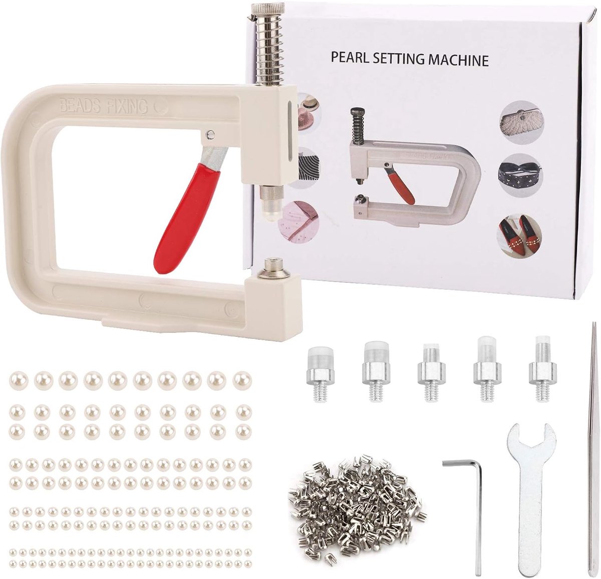 TSLBW Pearl Adjuster Nailed Bead Machine DIY Handmade Beaded Rivet Fastener Machine with 150pcs Imitation Pearl - ShopVlot