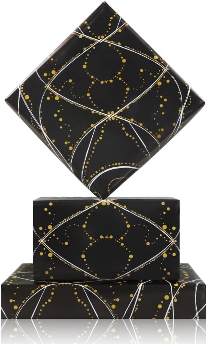 Dromerig & elegant inpakpapier met mobiel patroon - Universum Galaxy thema oneindige cirkels lijnen print - ShopVlot