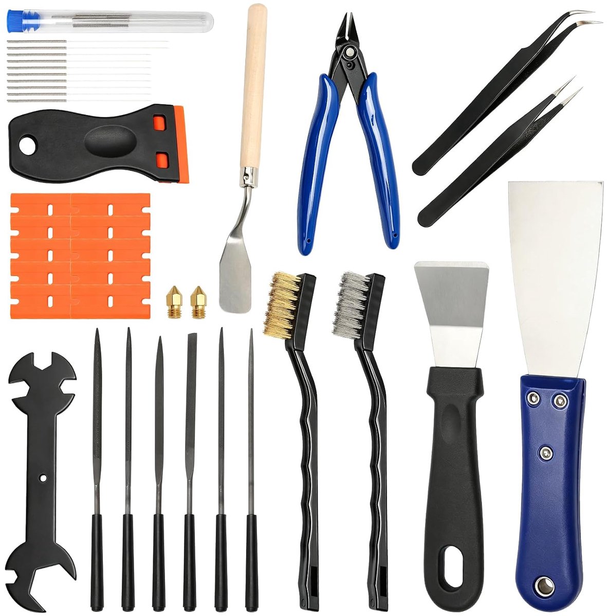 39-delige 3D-printergereedschapsset, 3D-printeraccessoires met sproeierreinigingsnaalden, precisietang, pincet - ShopVlot