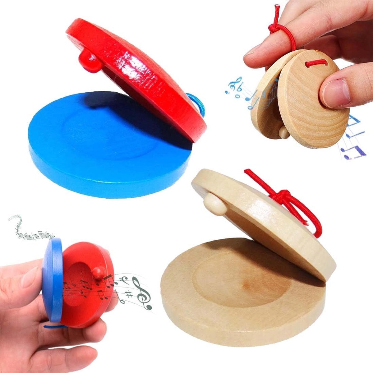 2 Pezzi Castagnette Castagnette In Legno Per Dita, Strumento A Percussione Per L'Educazione Musicale Dei Bambini, Per - ShopVlot