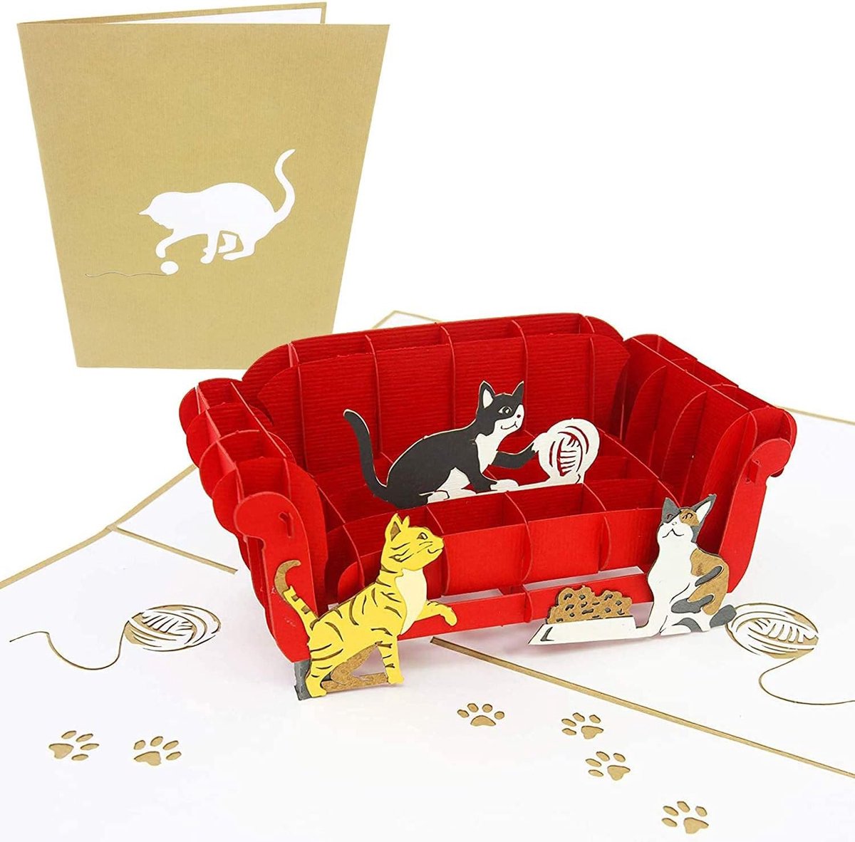 PopLife Cats Playing on Sofa Pop Up Greeting Card 3D Pop Up Greeting Card - ShopVlot
