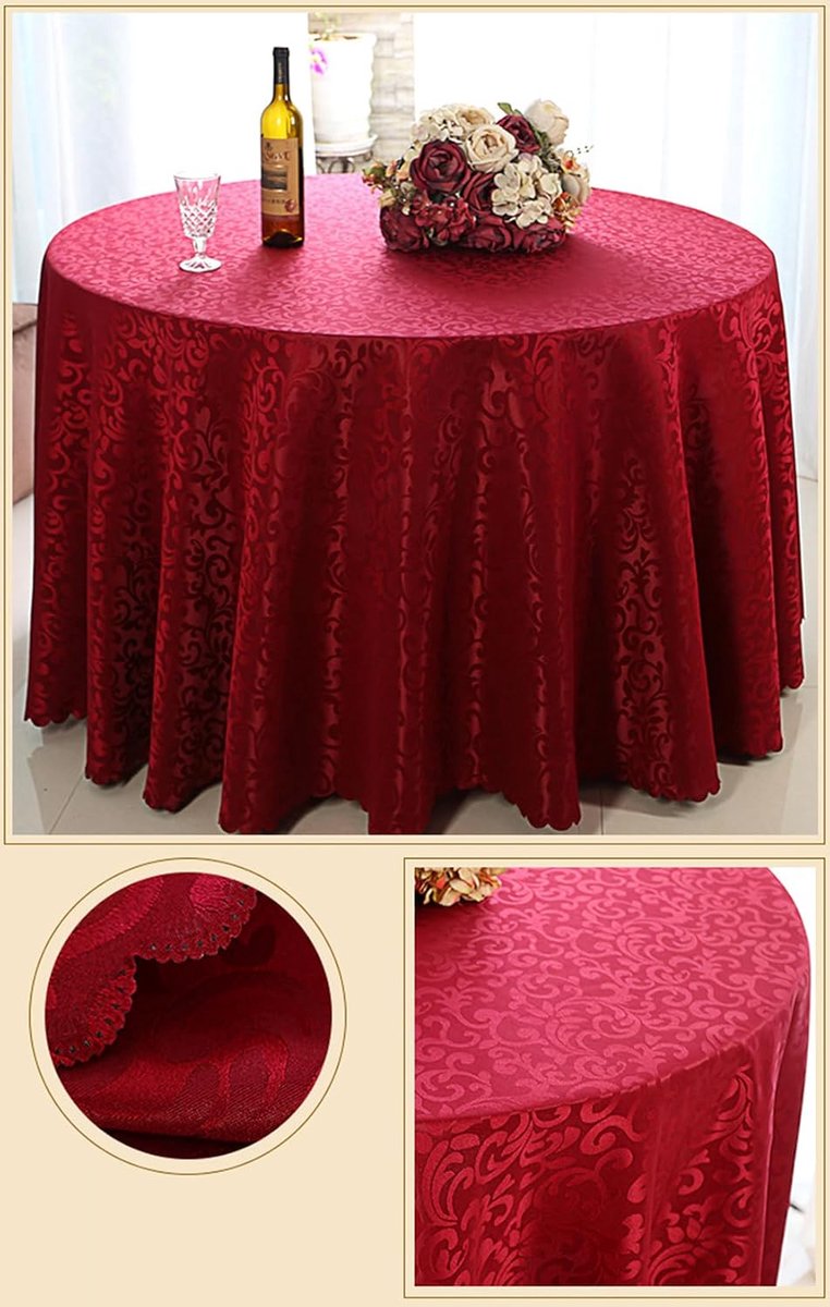 Round tablecloth table skirt Home/Hotel/Office Meeting tablecloth Burgundy 180 cm diameter - ShopVlot