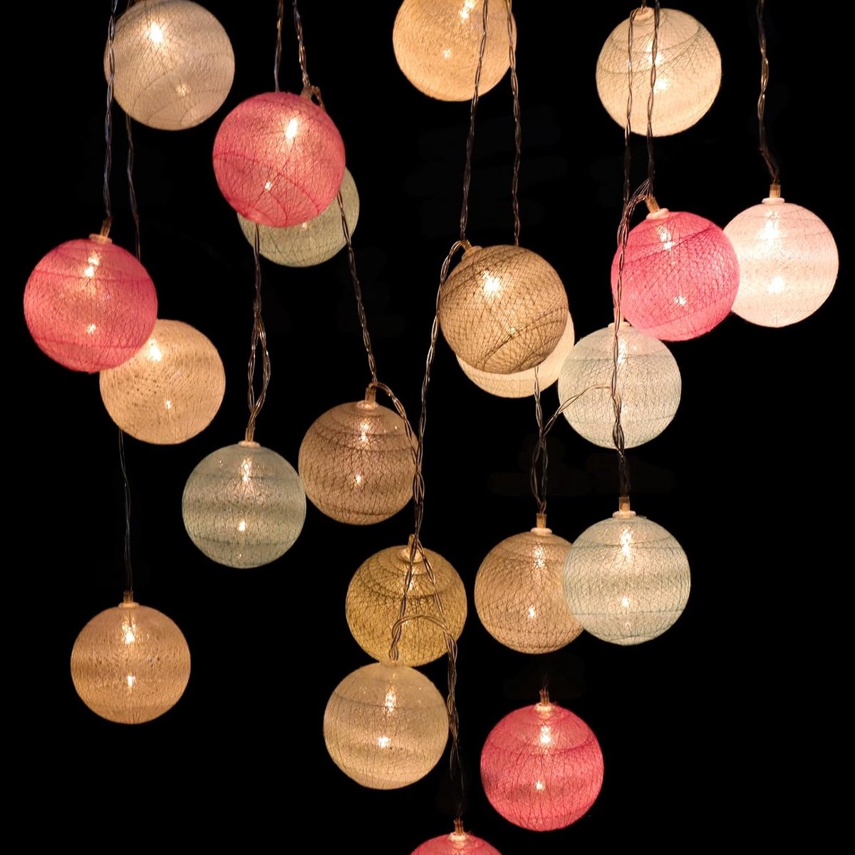 3 m 20 LED Fairy Lights 2.3 Inch Cotton Ball Lights Fairy Lights Lanterns Battery Operated for Room, Balcony, Party - ShopVlot