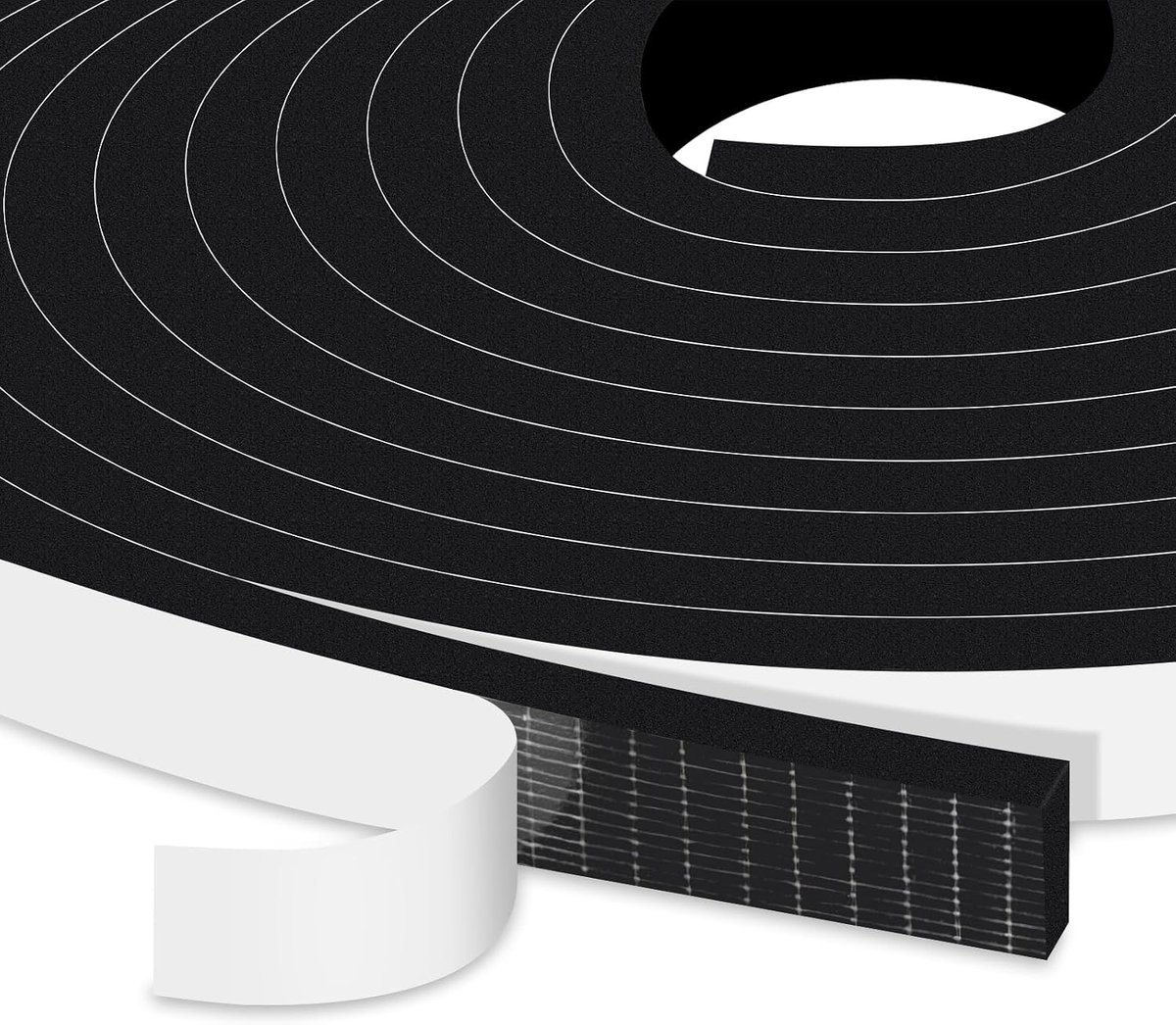 High Density Foam Tape 12mm(W) x 6mm(T), Self Adhesive Weather Stripping Seal, Home Window Insulation Door Draught - ShopVlot