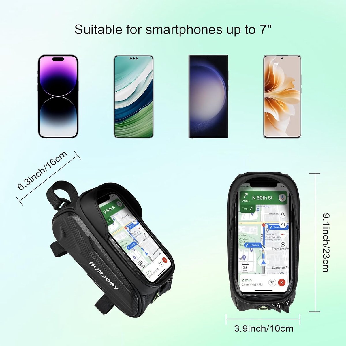 Bicycle Bags, Waterproof Phone Holder for Bike, Mountain Bike, Bicycle Bag with Touch Screen and Sun Visor for - ShopVlot