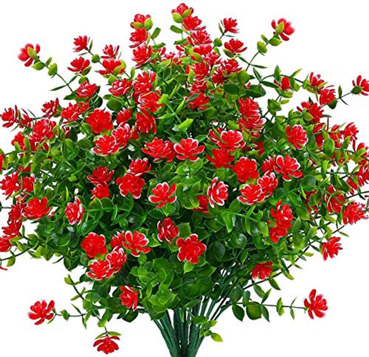 Ruiuzi Artificial Fake Flowers, 4Pack Outdoor UV Resistant Green Bushes Plants Indoor Outdoor Hanging Planter Home - ShopVlot