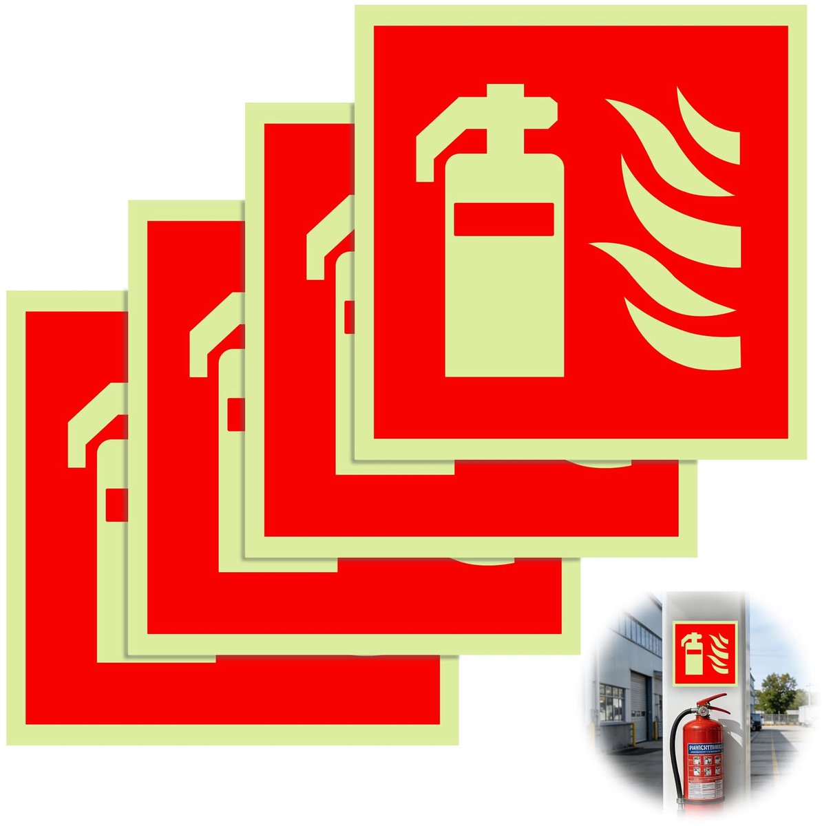 pangutheos Zelfklevend brandblusser bord 4 stuks - ShopVlot