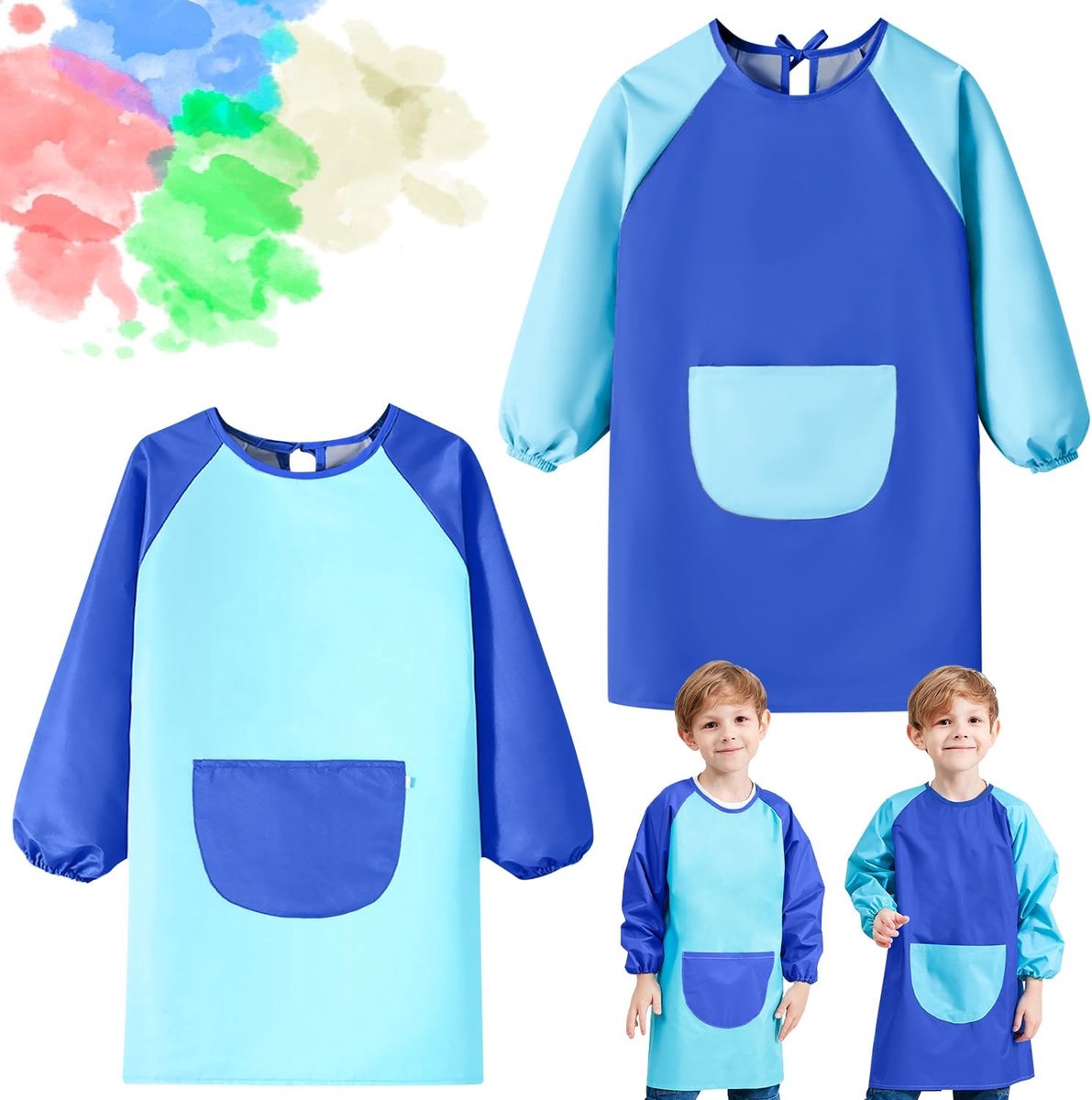 Sprinlot 2 Pieces Children's Painting Apron Waterproof Painting Apron Adjustable Craft Apron Long Sleeve School Art - ShopVlot