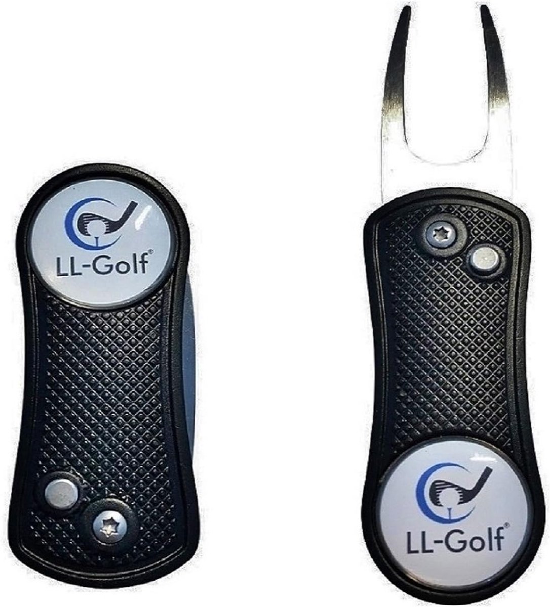 folding aluminum golf fork with ball marker coin/golf divot tool with ball marker - ShopVlot