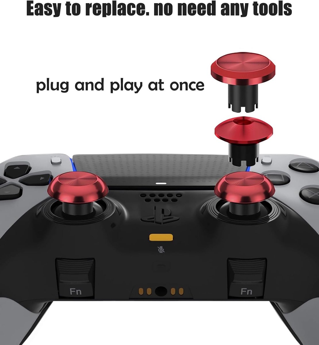 Vervangende metalen duimsticks voor Ps5 Edge Controller 6 in 1 Swap Analoge Joystick Thumb Grips Accessoires (Rood) - ShopVlot