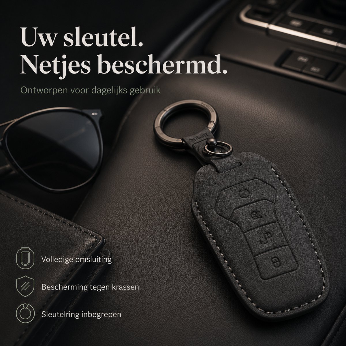 Zirkle BYD Build Your Dreams Autosleutel Hoesje Type A Zwart – Luxe Premium Sleutelhoes met Sleutelring – Beschermhoes voor BYD Autosleutel – Opvouwbare Key Case – Krasbestendige Sleutel Cover – Stijlvolle Auto Accessoire voor Dames en Heren