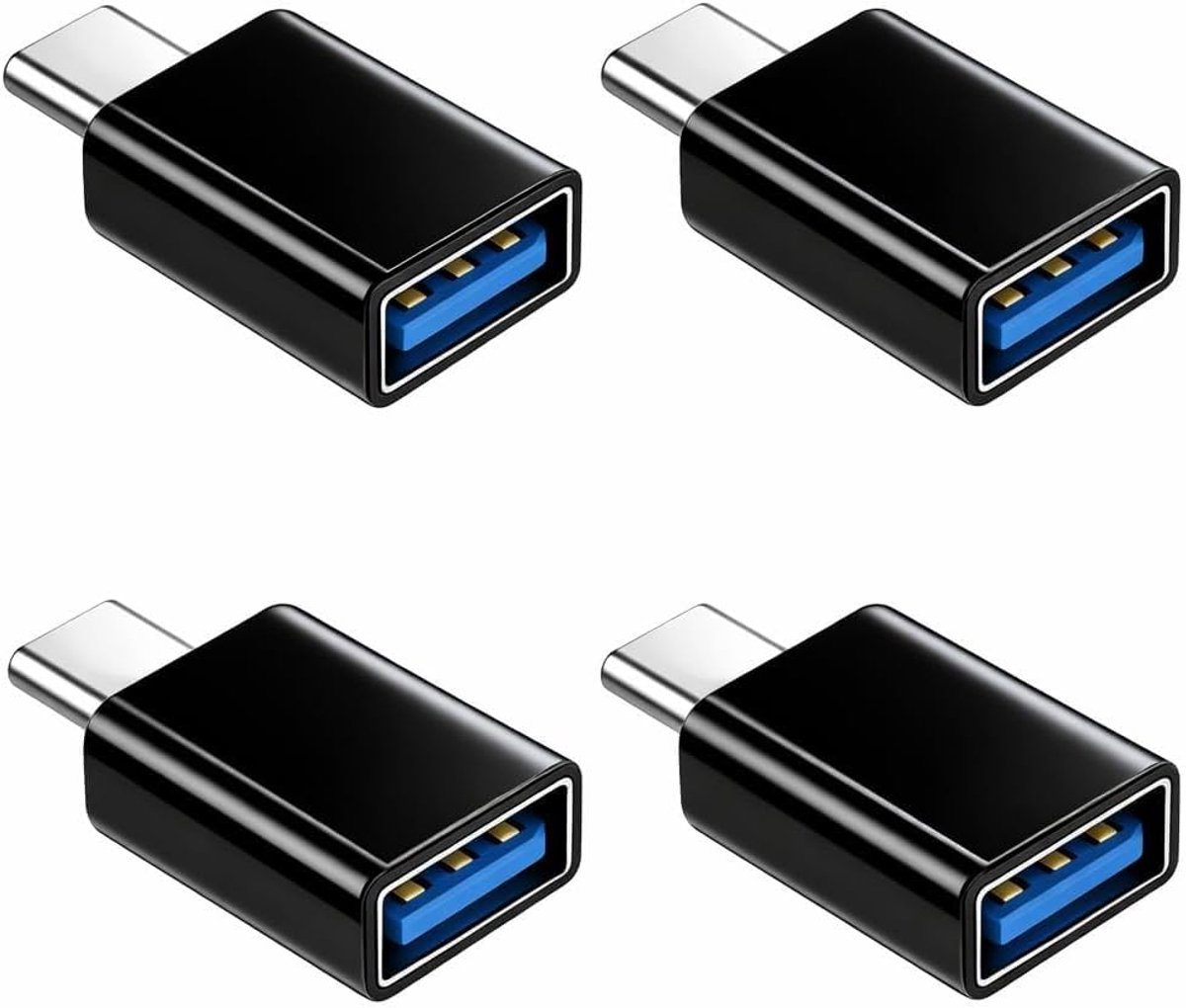 USB C naar USB adapter - 4 stuks - Aluminium OTG converter - 5 Gbit/s dataverbinding voor apparaten - ShopVlot