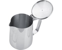 RVS Melkopschuimer en Melkkannetje voor Cappuccino en Latte Art - Handmatige Melkkan met Deksel (350ML)