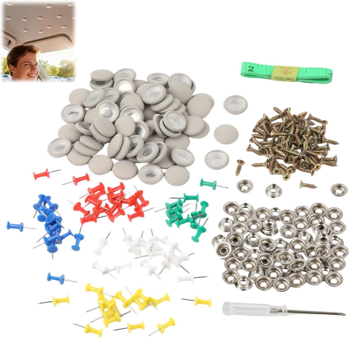 Reparatieset autodaken 65-delig - grijs - complete set - eenvoudig te gebruiken - ShopVlot