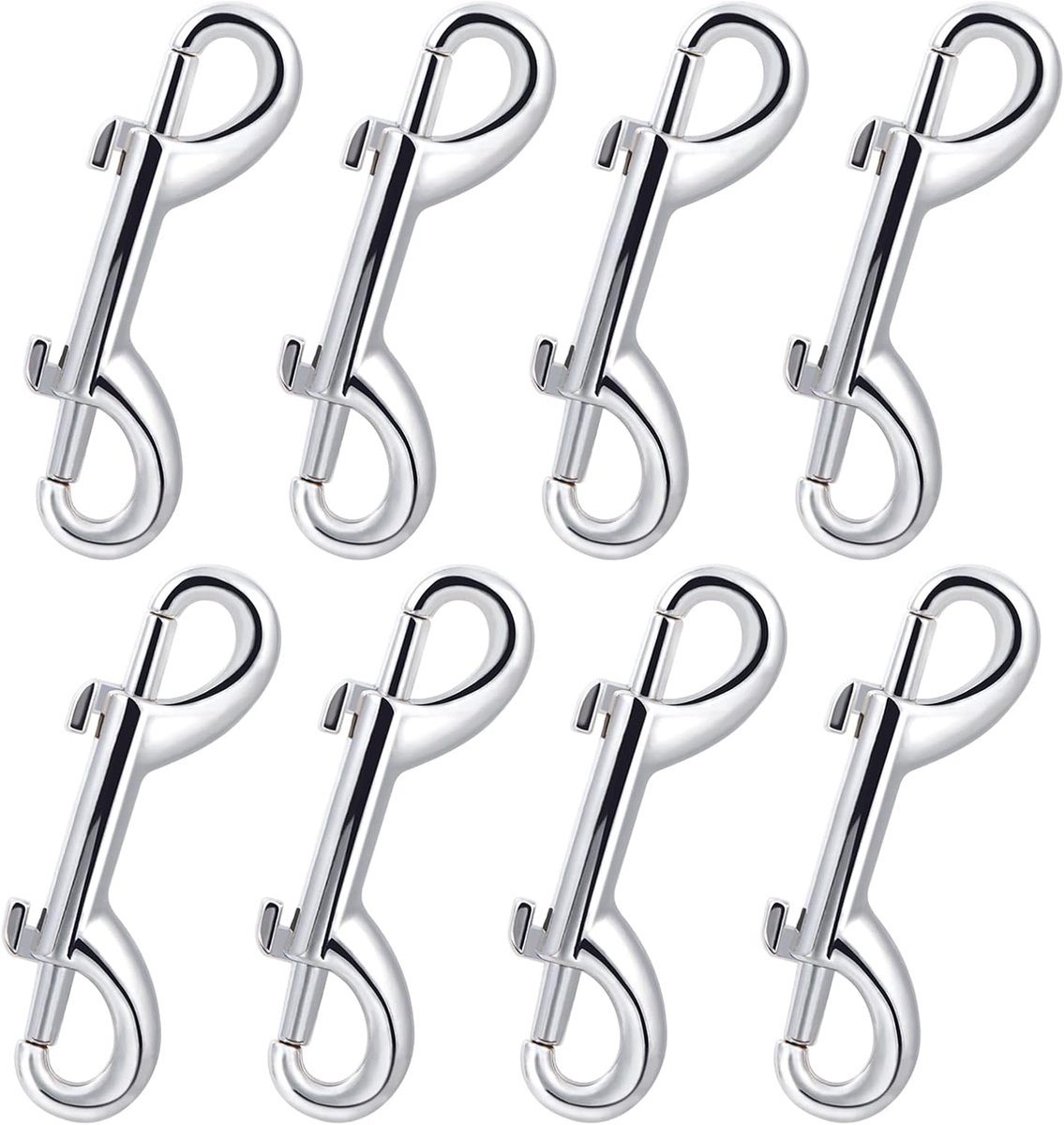 Carabiner haak 8 cm - dubbelzijdig vergrendelingssysteem - nickel verzinkt - ideaal voor hondentuigen en kamperen - ShopVlot