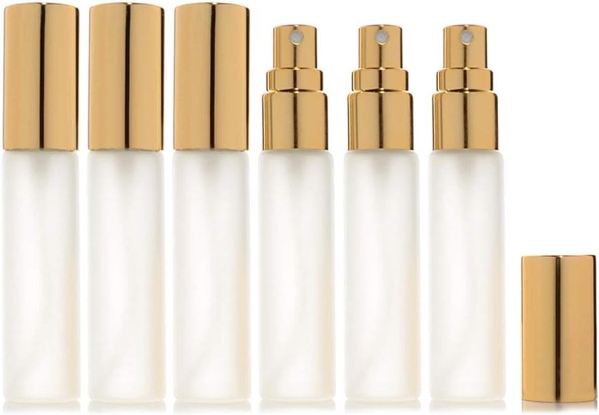 Sprayflessen 6 x 10ml - Matte glazen flesjes - Inclusief 2 x 2ml pipetten - Perfect voor reizen - ShopVlot