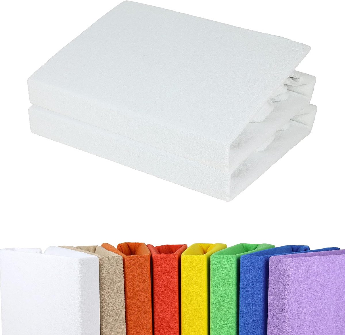 Fitted sheet 2x 90x200 cm - terry - wit - ademend en huidvriendelijk - ShopVlot