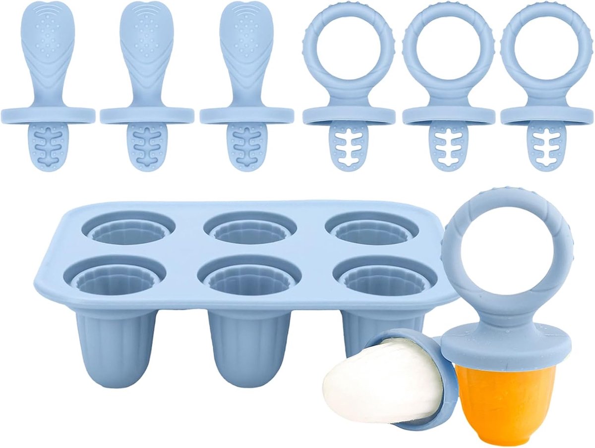 IJsblokjesvormen voor baby - 6 stuks - BPA-vrij silicone - Gezonde snacks voor teething pijn - ShopVlot