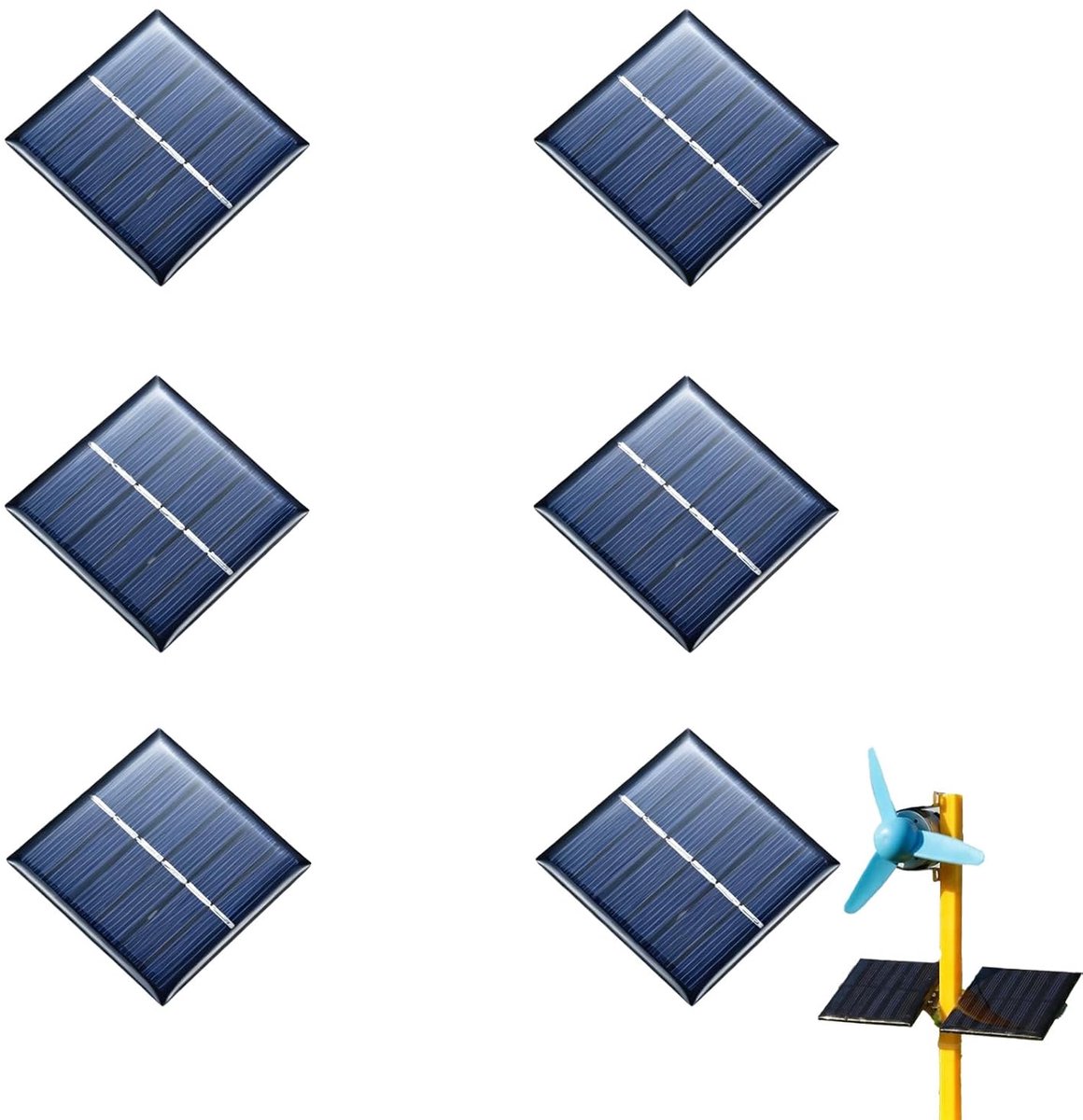 Set van 6 micro-mini-zonnepanelen 1,5 V - Compact formaat 60 x 80 mm - Ideaal voor doe-het-zelfprojecten - ShopVlot