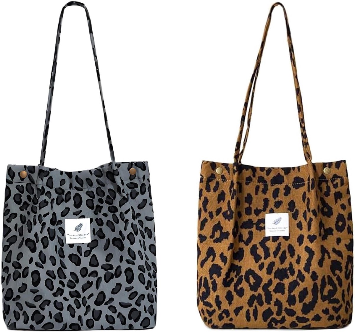 Schoudertas voor dames - grote corduroy tote bag - luipaardpatroon - modieuze tas voor dagelijks gebruik - ShopVlot
