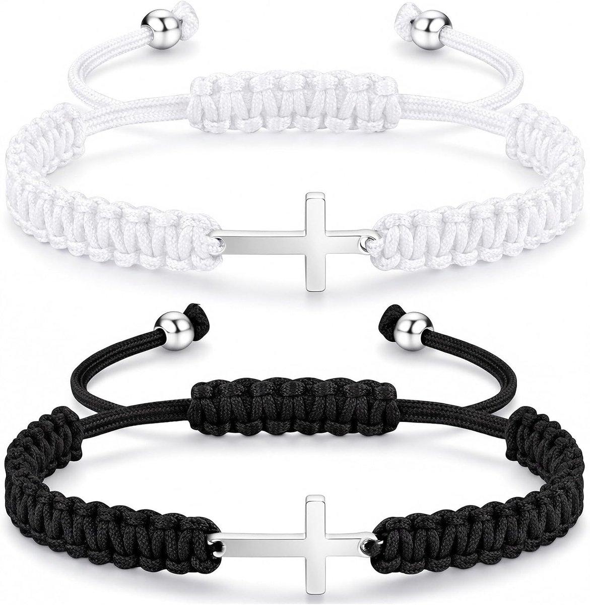 Kruisarmbanden verstelbaar - metalen kruishanger - gevlochten touw - perfect christelijk cadeau - ShopVlot