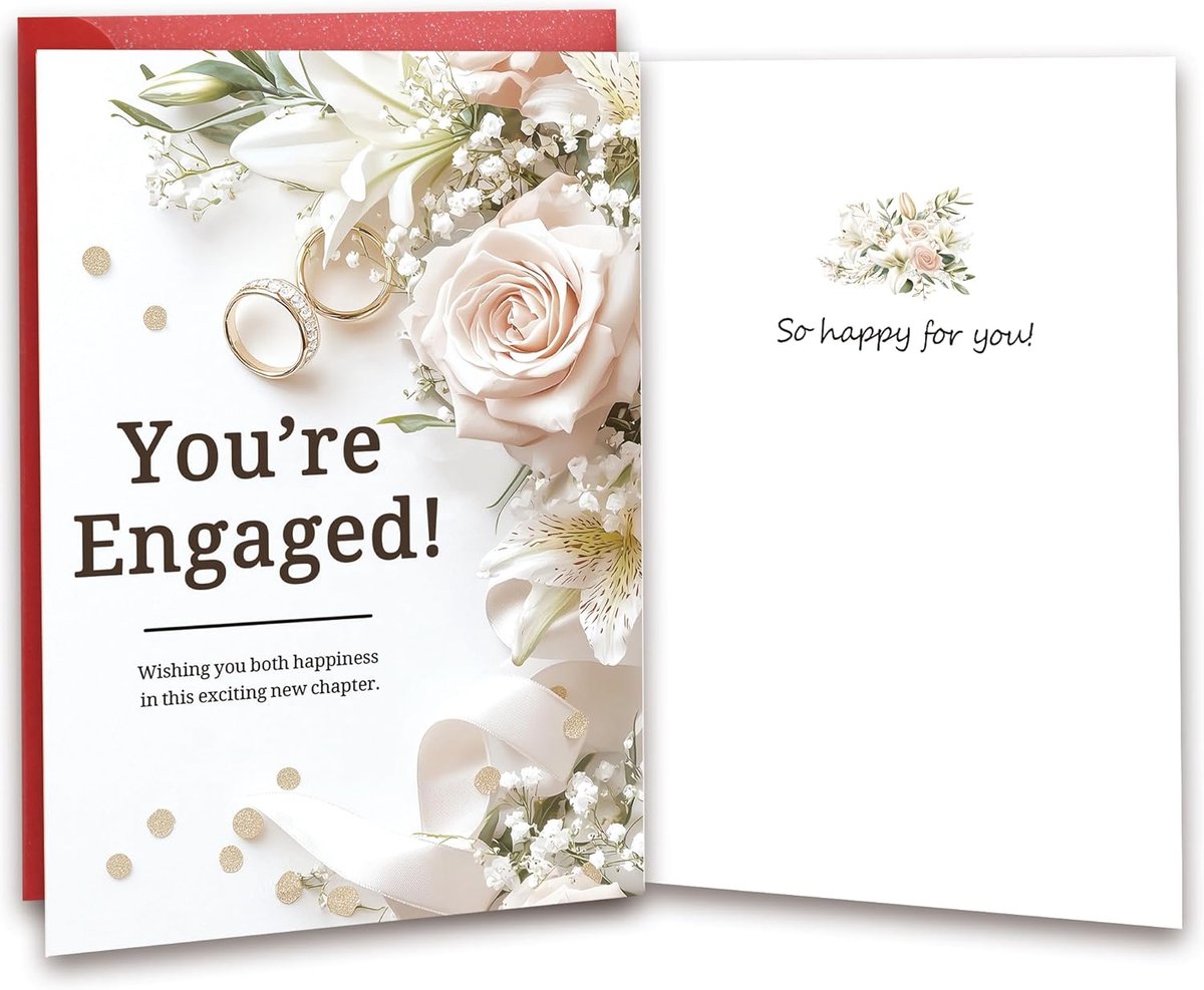 Engagement kaart voor stellen 14,2 x 20,5 cm - elegante bloemenring - persoonlijke boodschap - ShopVlot