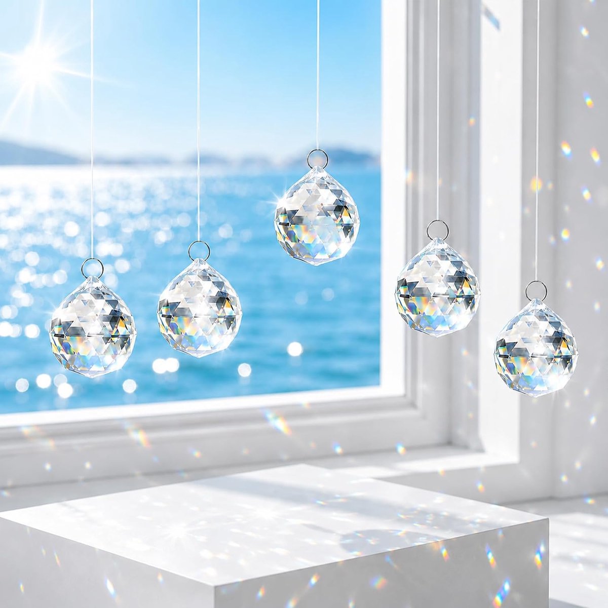 zonnevangers 30 mm - kristal - 24 stuks - kleurrijke decoratie - ShopVlot