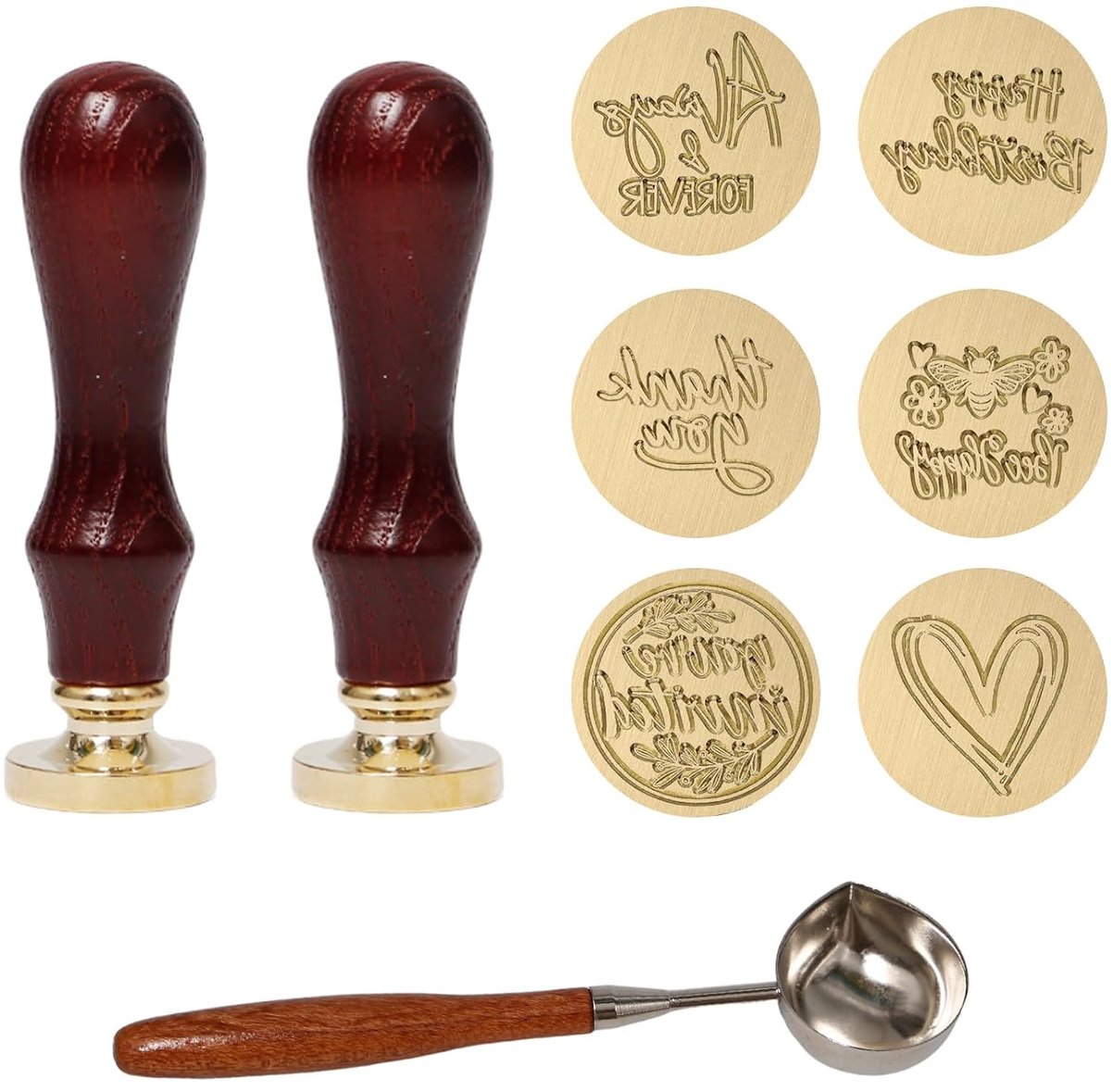 Waxzegelstempel set - 6 verschillende ontwerpen - Messing - Perfect voor uitnodigingen en brieven - ShopVlot