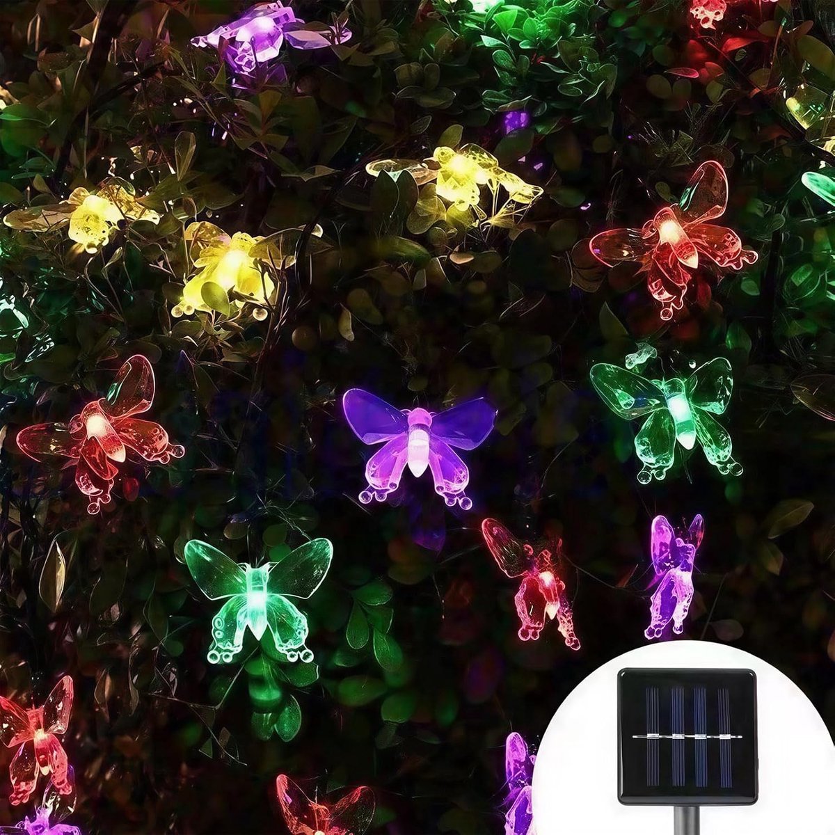 Lichtsnoer 7 m - 50 led-vlinders - 8 modi - kleurrijke lentedecoratie voor buiten - ShopVlot