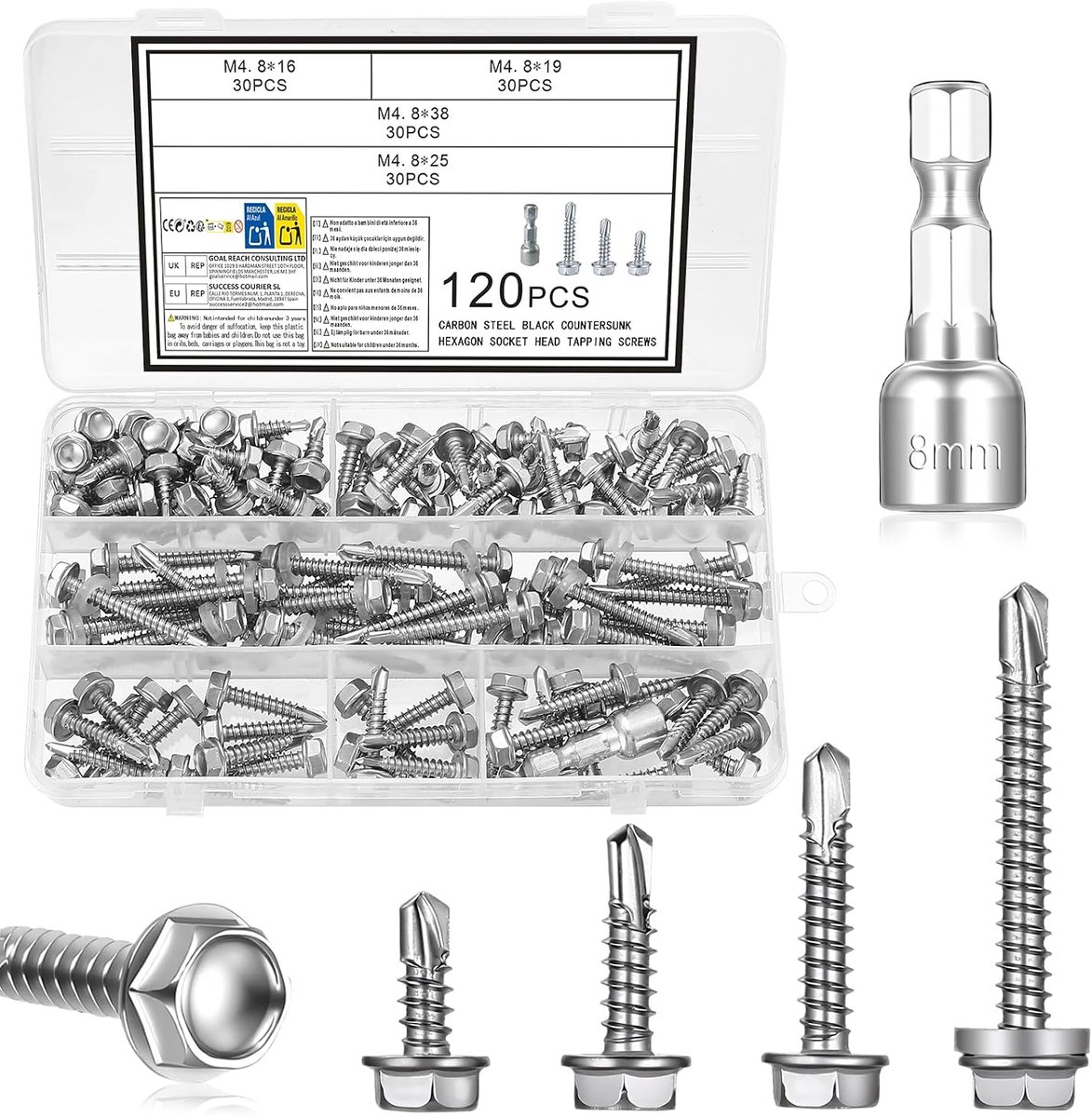 Zelftappende Schroeven Set M4.8 - Ronde Kop - Roestvrij Staal - Ideaal voor Metaalbewerking - ShopVlot