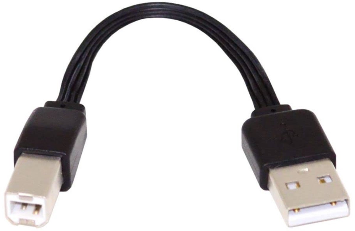 USB 2.0 Flat Kabel 13 cm - Type A naar Type B - Silicone kabel - Ideaal voor scanner en printer - ShopVlot