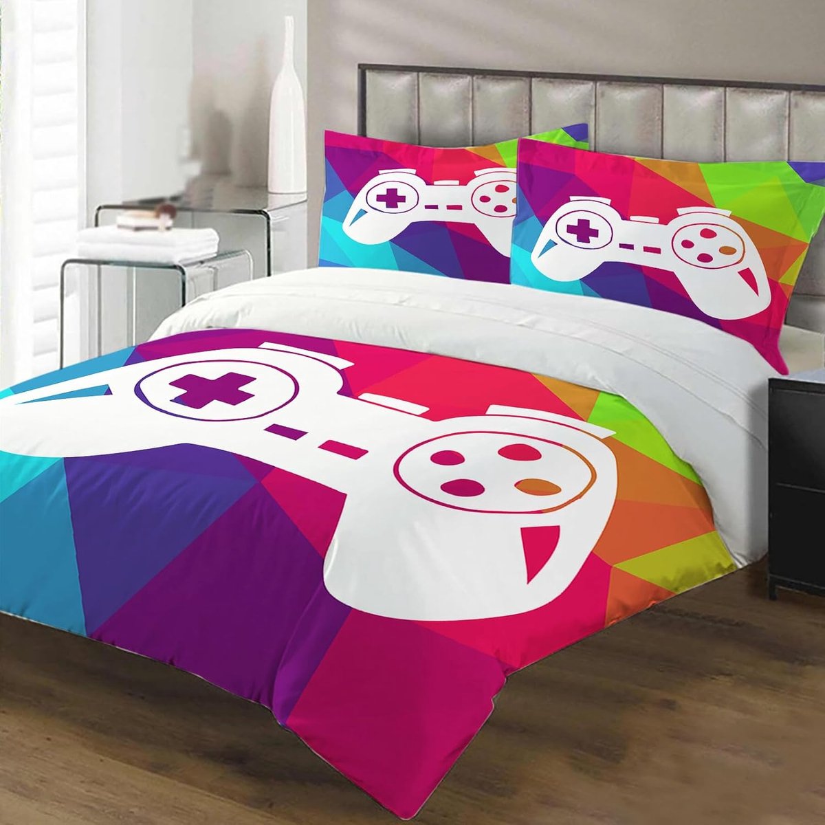 Bedding Sets Gaming Bedding Set Boys Gamepad Cushion Cover 65x65cm Set 3D Effect Gamepad Print Microfiber Duvet - ShopVlot