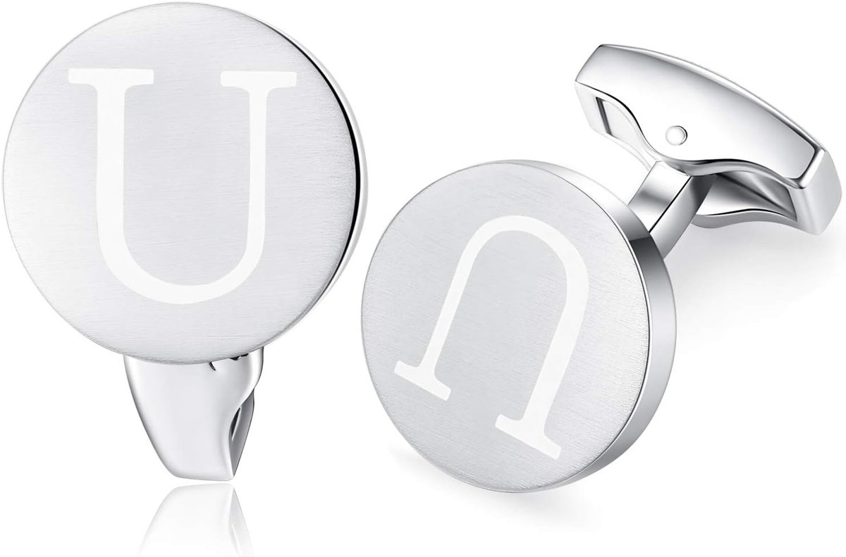 Cufflinks Initial Letter C - Geborsteld Zilver Rond - RVS - Perfect voor Bruiloft of Zaken - ShopVlot