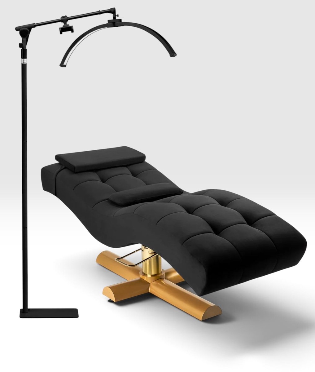 Professionele wimperstoel zwart met wimper lamp- behandelstoel - permanente make-up- massagebank