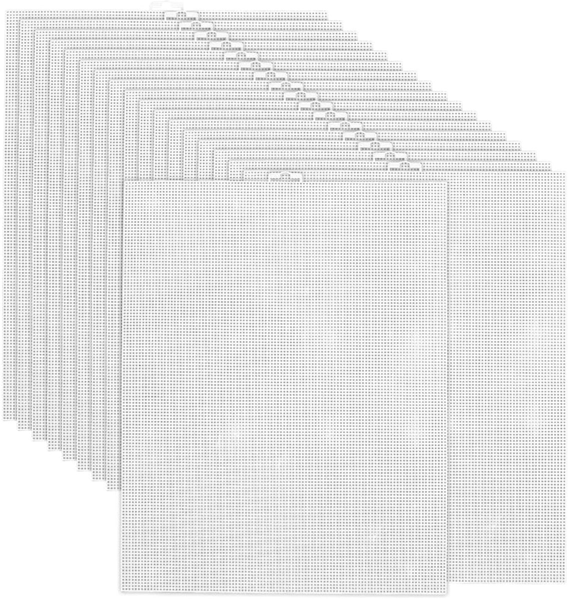 Plastic roosters canvasvellen 345 x 260 mm - wit geperforeerd - ideaal voor borduurwerk - 18 stuks - ShopVlot