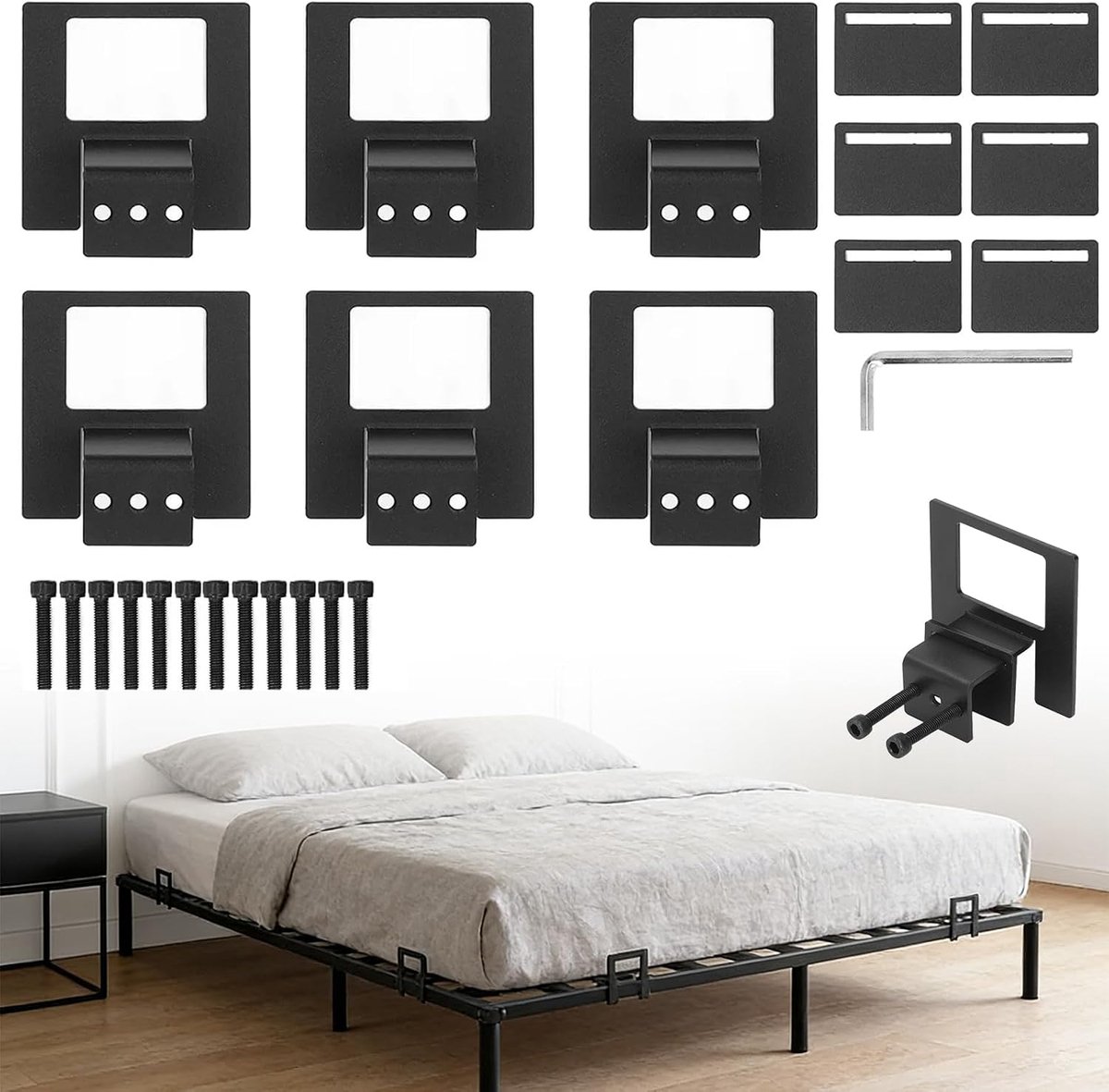 Matrashouder voor bedframe 6 stuks - verstelbaar metaal - antislip - voorkomt wegglijden matras - ShopVlot
