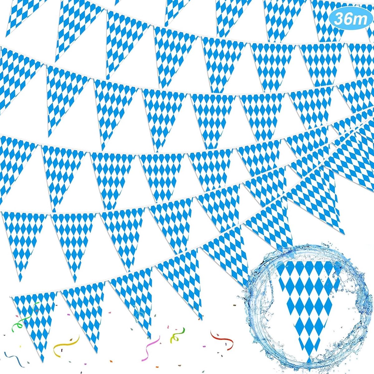 Oktoberfest vlaggenlijn 36 m - waterdicht PE - Bavarian decoratie - perfect voor je Wiesn feestje - ShopVlot