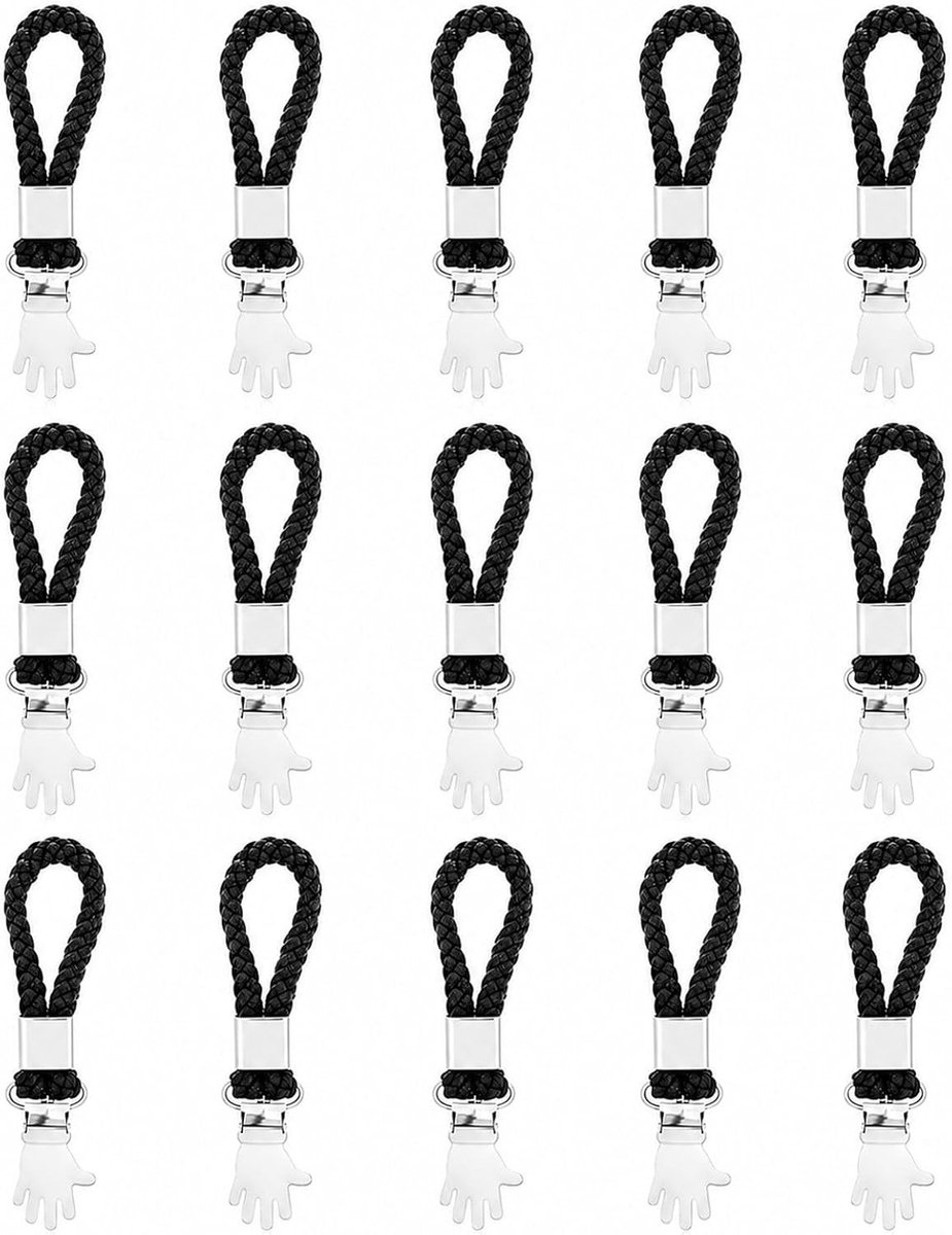 Handdoekclips - Zwart - 11 x 2,3 cm - Robuuste ijzeren Klemmen met Katoenen Lussen - Voor Keuken, Badkamer en Caravan