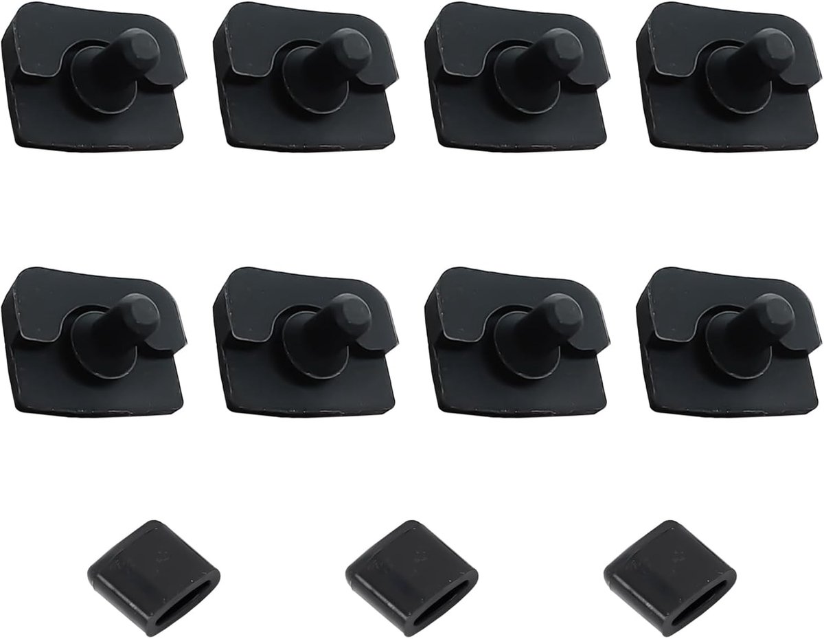 Air fryer rubber buffer set - 8 vervangrubbers en 3 vierkante beschermcovers - zwart - bescherming en stabilisatie - ShopVlot