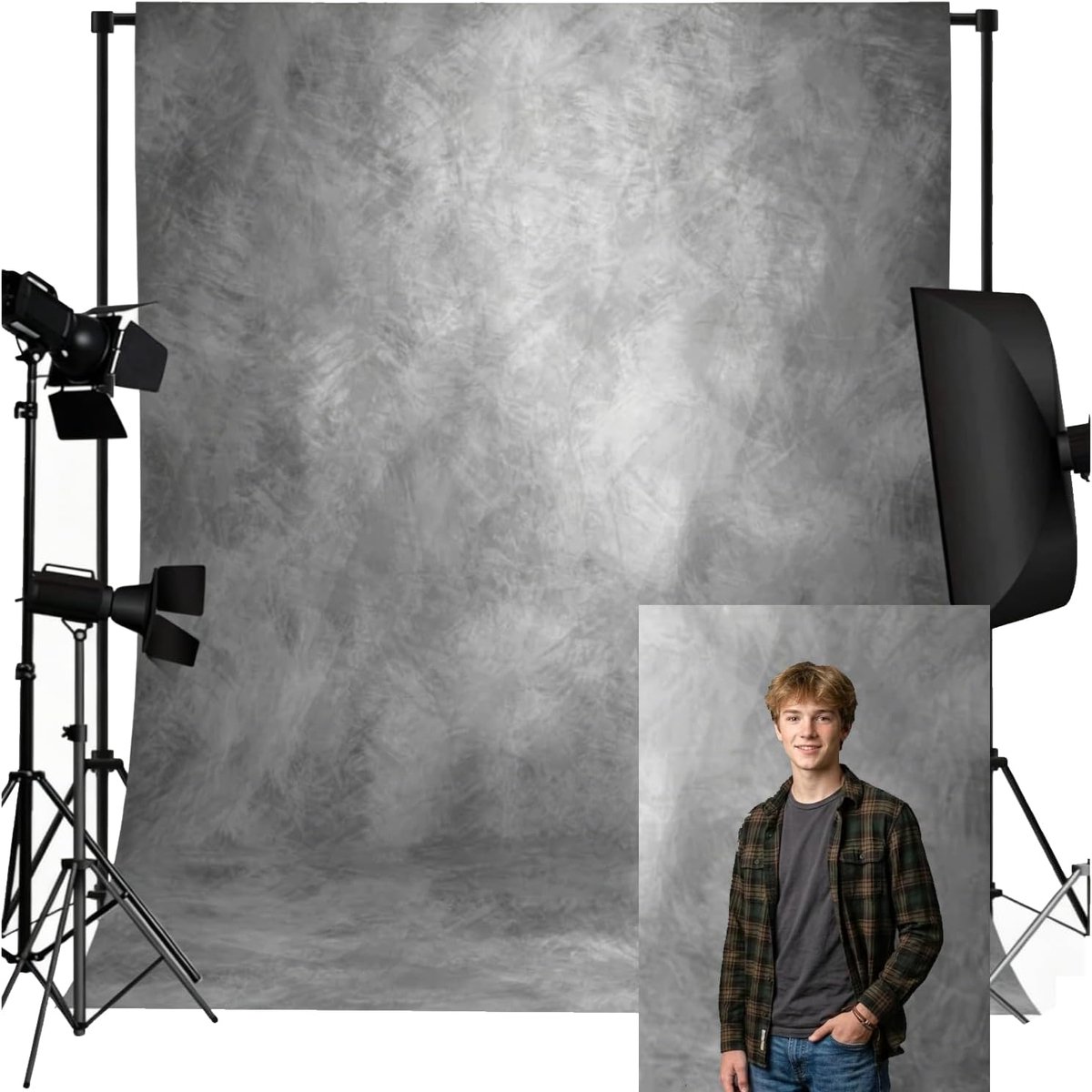 Fotoachtergrond 243 x 300 cm - Polyester stof - Abstracte onregelmatige stippen - Perfect voor portretfotografie - ShopVlot