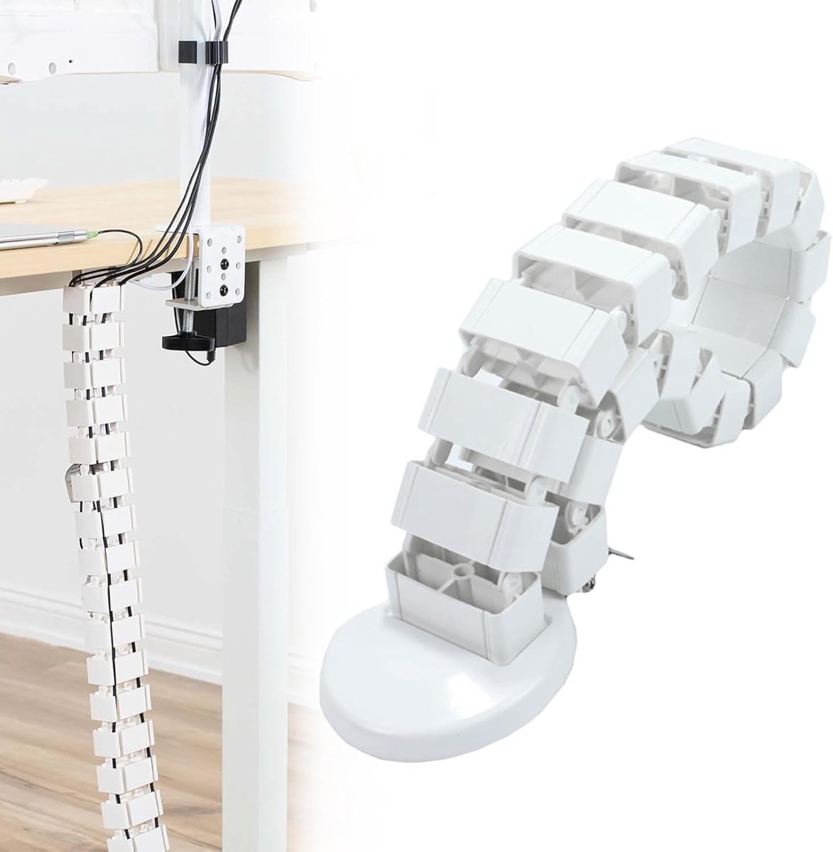 Kabelgeleider kabelslang 125 cm - Versterkt materiaal - Afneembaar - Ideaal voor bureau kabelmanagement - ShopVlot