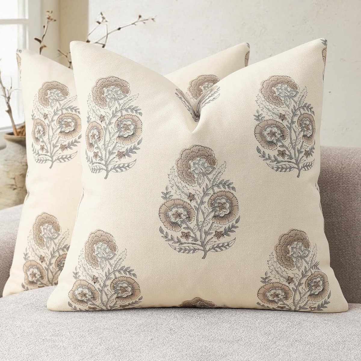 Cushion Covers 40x40 - Vintage Floral Print - Set van 2 - Duurzaam Katoenmengsel - Perfect voor Sofa of Bed - ShopVlot