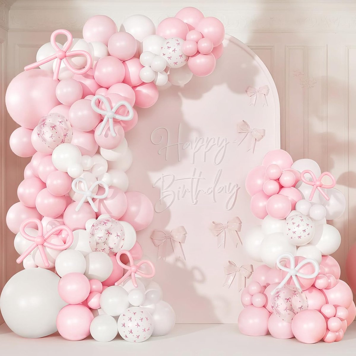 Ballonnenboog set 146 stuks - roze en witte ballonnen - voor verjaardagen en feesten - ShopVlot