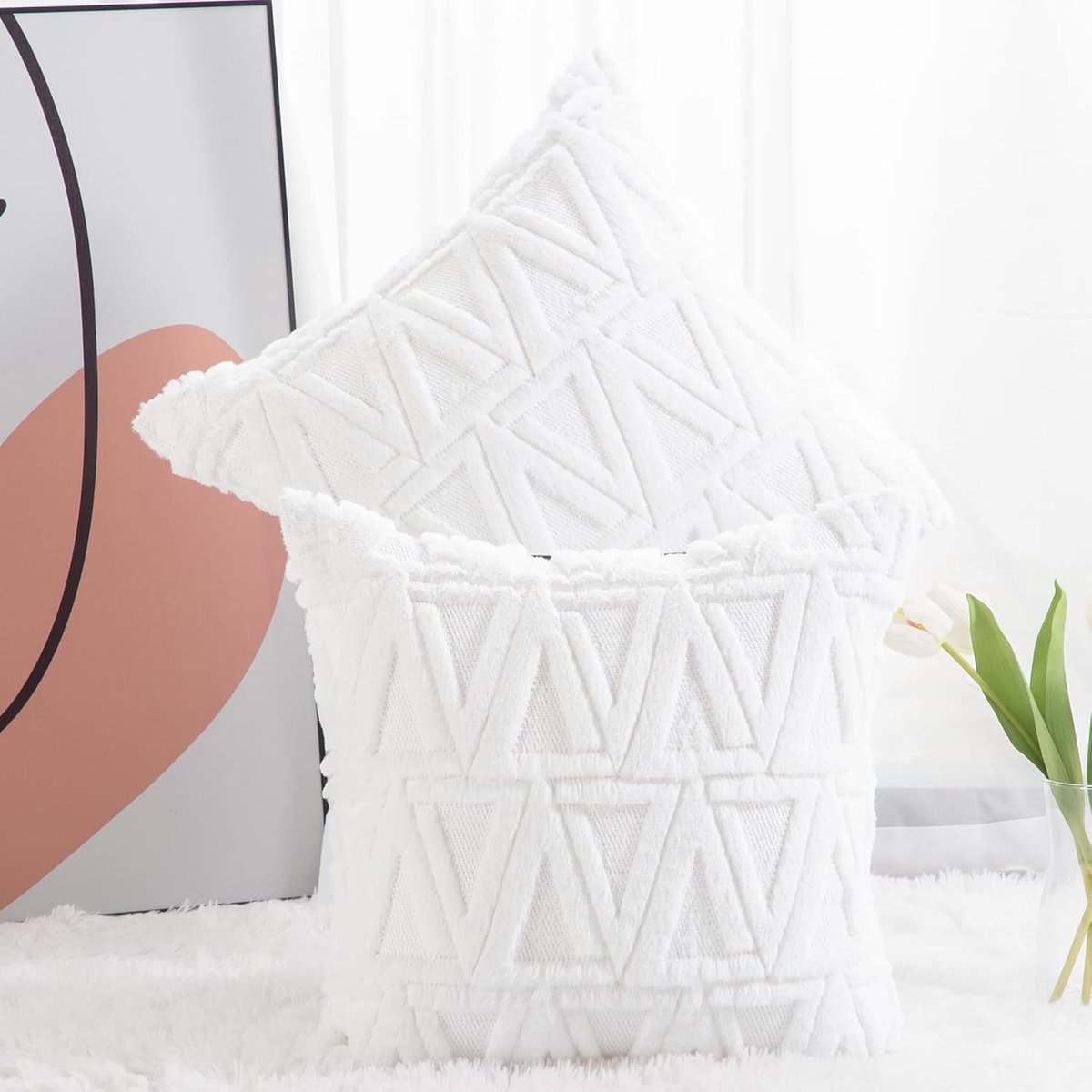 Cushion covers 55x55cm - luxe stijl - zachte kunstwol - perfect voor sofa en bed - ShopVlot