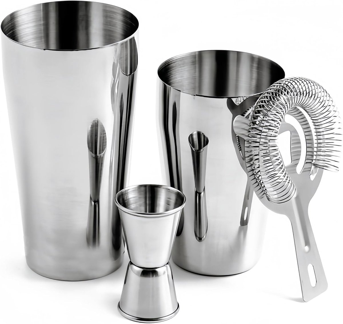 Boston cocktail shaker set 3-delig - roestvrij staal - professioneel baraccessoire - ideaal voor thuisgebruik - ShopVlot