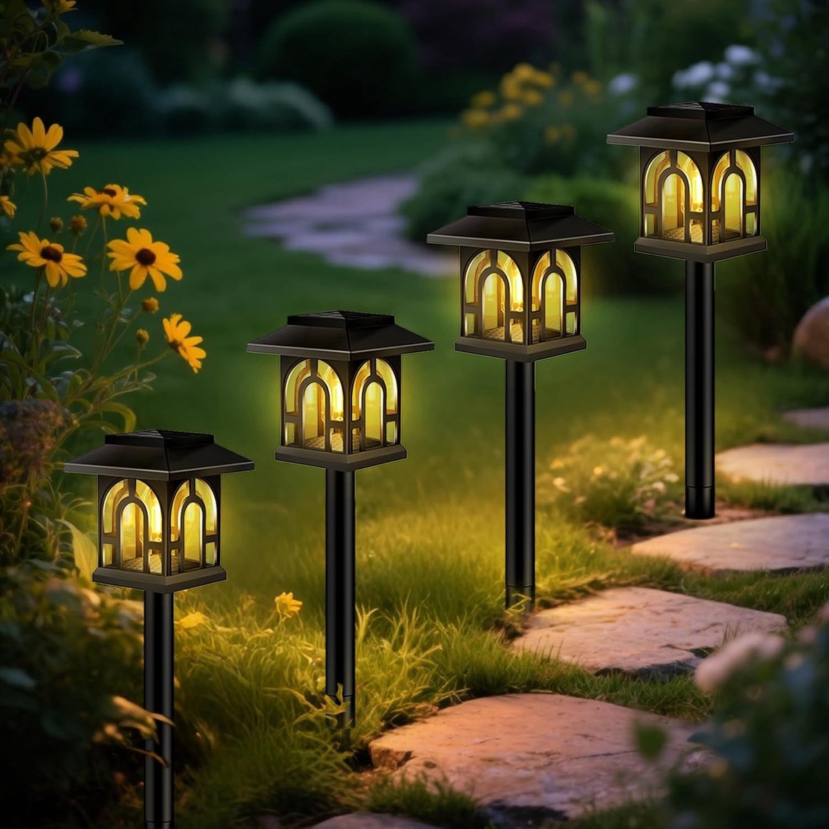Zonnelampen voor de tuin - Warmwit - IP65 Waterdicht - Set van 4 Stuks
