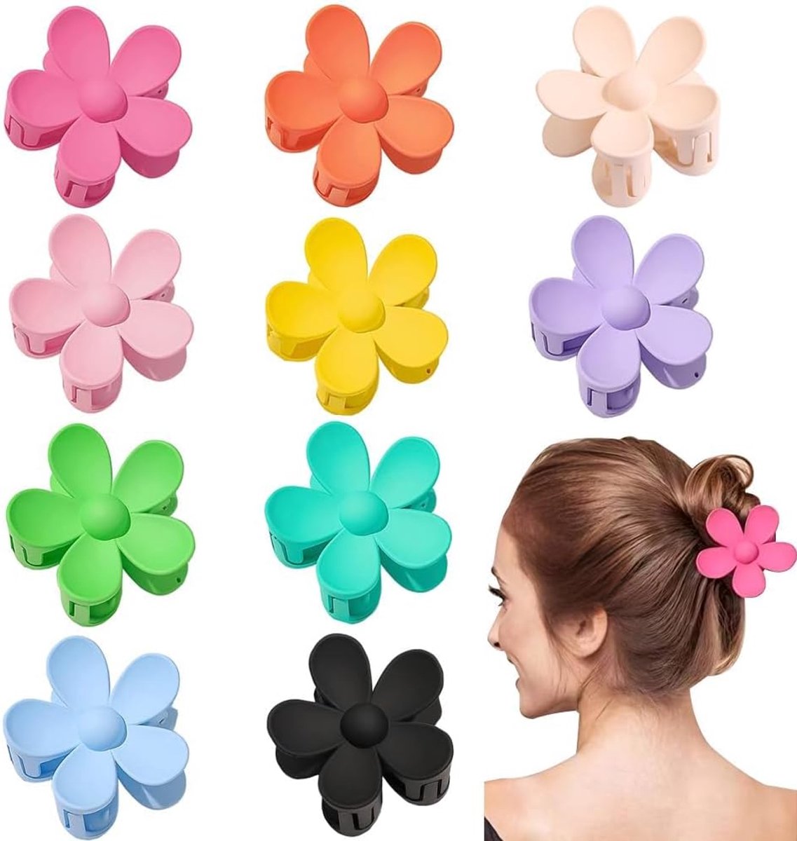 Haarclips grote bloemen - matte kunststof - kleurrijke haaraccessoires - stijlvol en elegant - ShopVlot