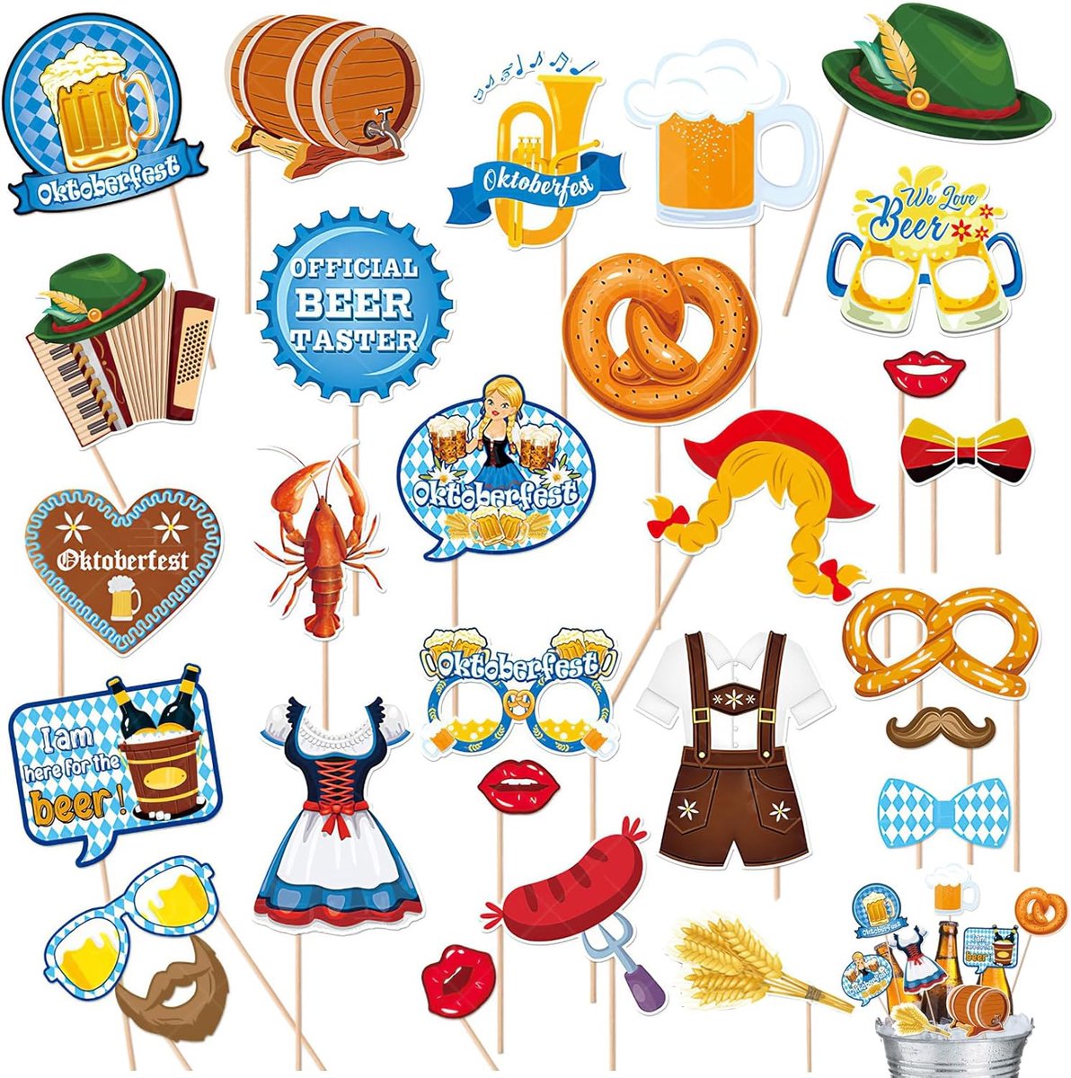 Foto props 28 stuks - Oktoberfest thema - Bavarian decoratie - Ideaal voor feesten - ShopVlot