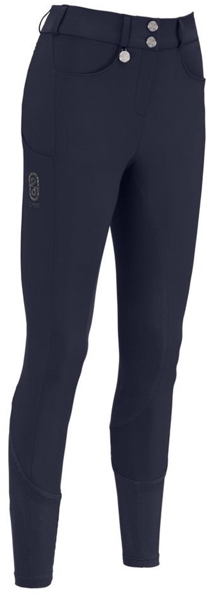 Pikeur Ceelina Grid TexLeather Full Grip Hoge Taille Rijbroek Dames XS Nightblue